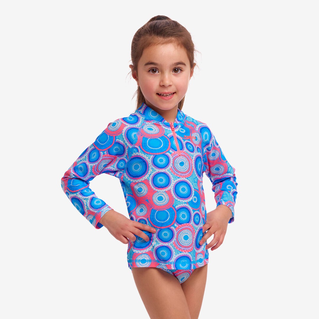 Toddler Girl's Zippy Rash Vest Bundjalung Blue